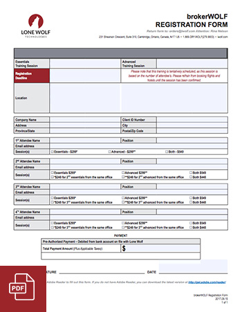 brokerWOLF Registration Form